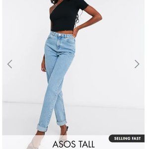 Asos Tall very high rise light wash blue mom jeans